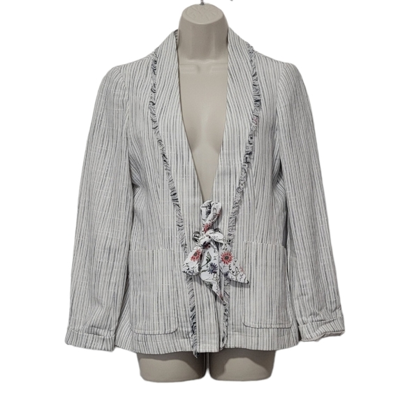 Anthropologie Jackets & Blazers - Anthropologie Cartonnier Linen-blend Striped Blazer Women's 4